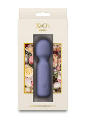 X and O's Adore Rechargeable Silicone Mini Vibrating Wand - Blue