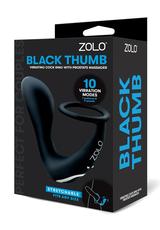 ZOLO Black Thumb Vibrating Cock Ring with Prostate Massager